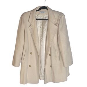 70s Vintage Ivory Wool Forecaster Coat military naval style double breasted Med